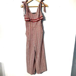 Retro Checkered Jumpsuit- M (Red & White)